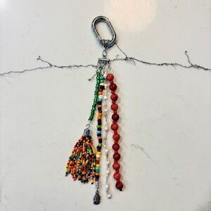 Handmade Beaded Bag Charm//Beaded Keychain